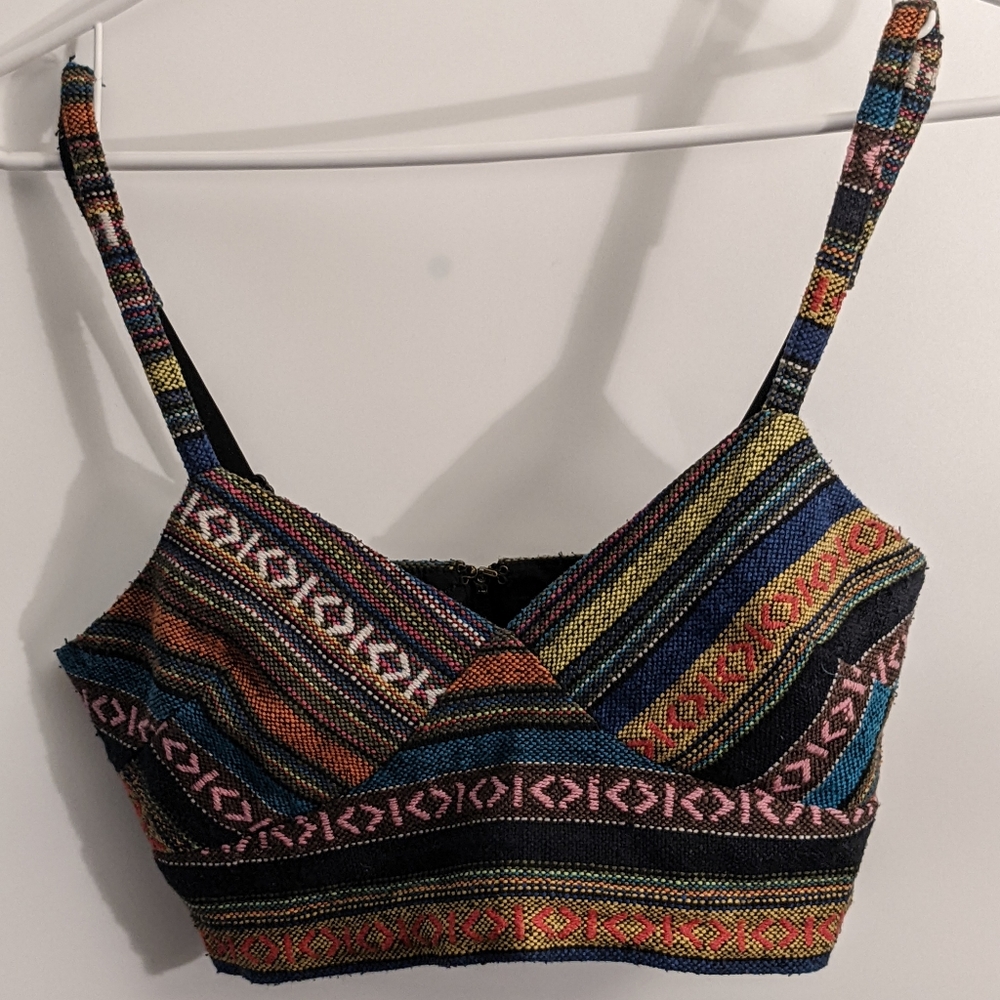 Tribal print bustier with zipper